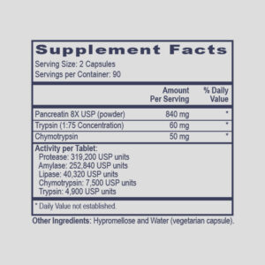 Pancreatin 8X Plus ingredients of supplement from PHP