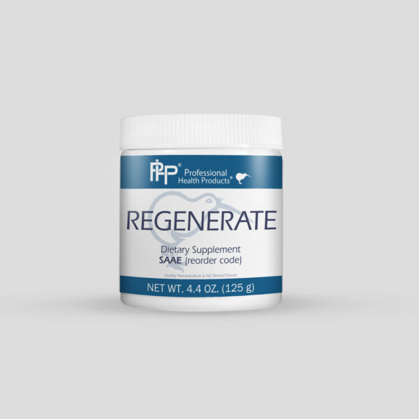 Regenerate supplement from PHP, Professional Health Products to support restoring gut function and short chain fatty acid production
