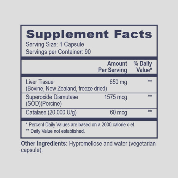 Eco Liver Supplement Ingredients New Zealand Bovine Liver with SOD and Catalase