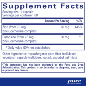Peptic Care Zinc Supplement Ingredients