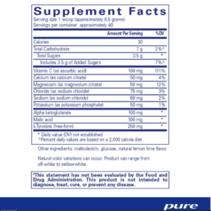 Electrolyte Energy supplement by Pure Encapsulations ingredients
