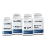 CellCore Energy and Drainage Kit - Includes BC-ATP, CT-Minerals, KL Support, and BioToxin Binder supplement bottles