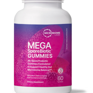 MegaSpore Biotic Gummies supplement bottle by Microbiome Labs