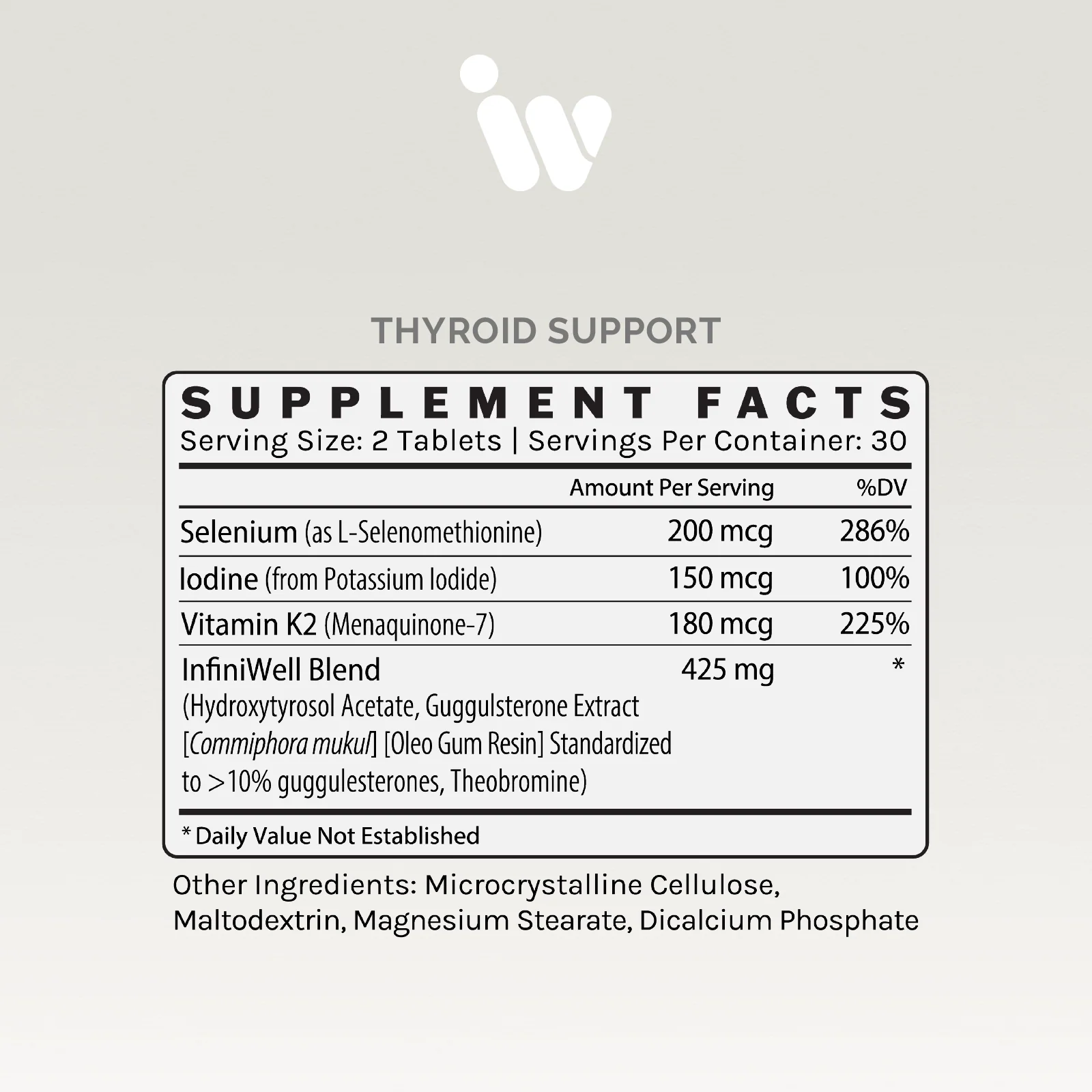 Infiniwell Thyroid Support supplement facts
